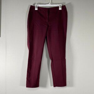 Ann Taylor Factory PETITE Modern Dress Pants Women's 8P Mid Rise Burgundy Office